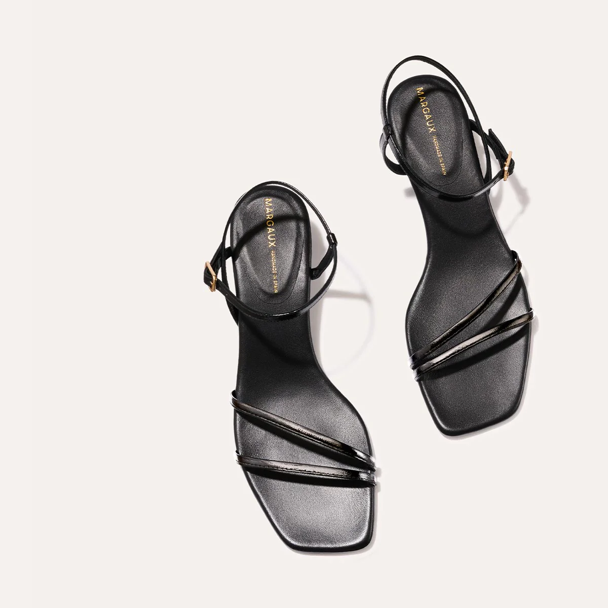 The Dylan Sandal - Black Crinkle Gloss Nappa - Image 5