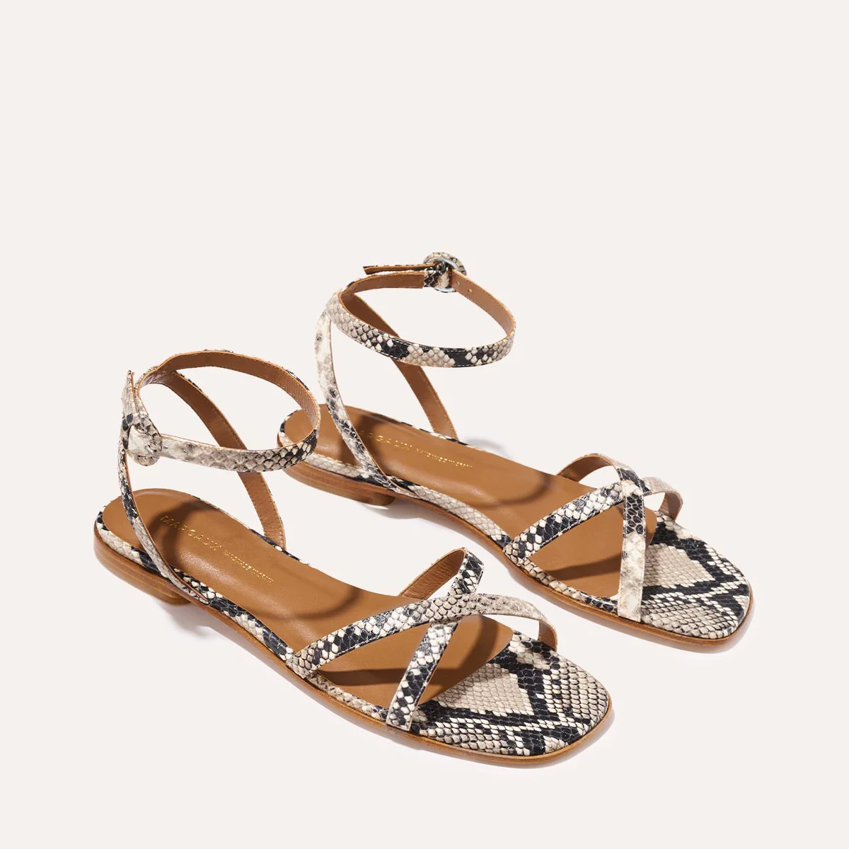 The Flat Sandal - Natural Python Embossed - Image 3