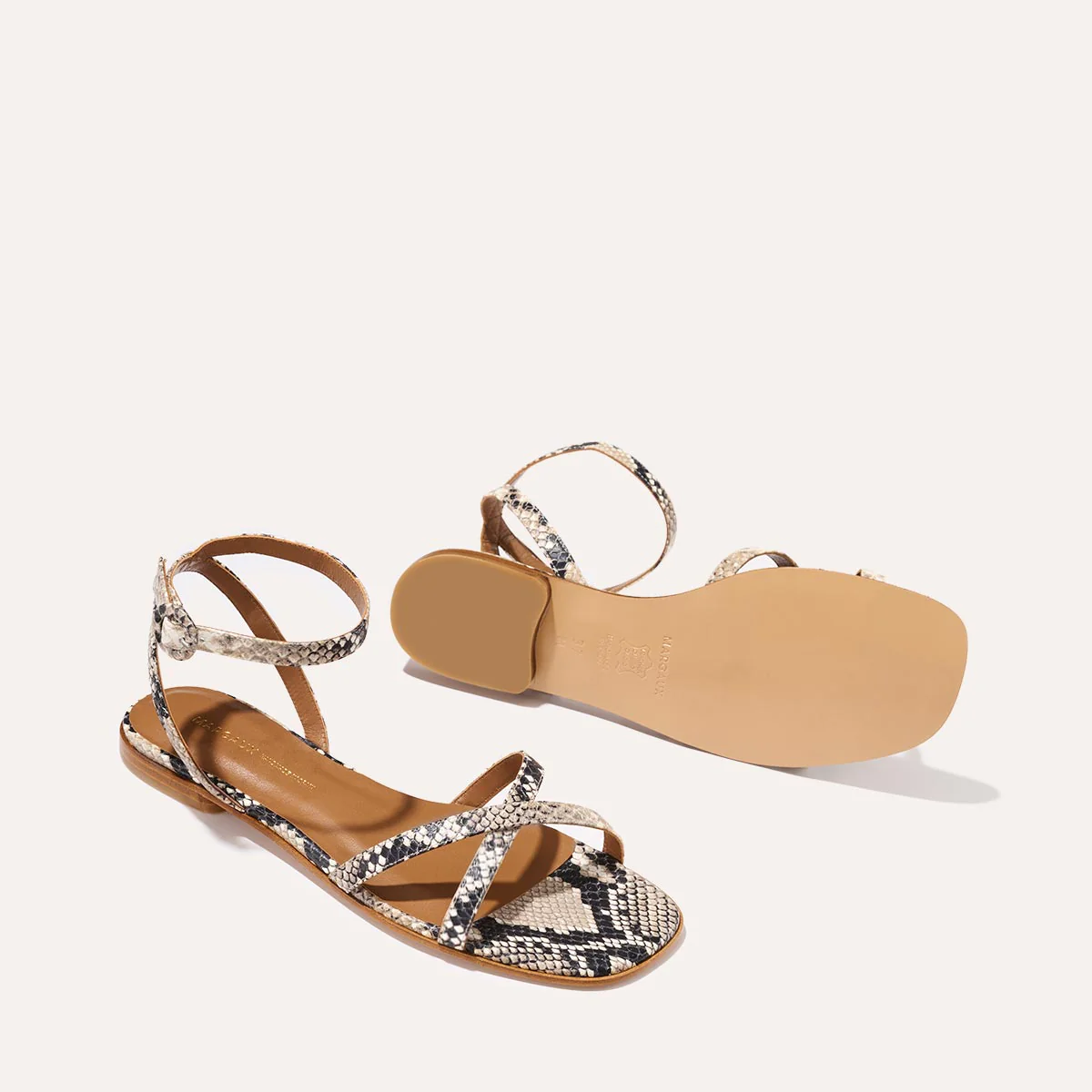 The Flat Sandal - Natural Python Embossed - Image 4