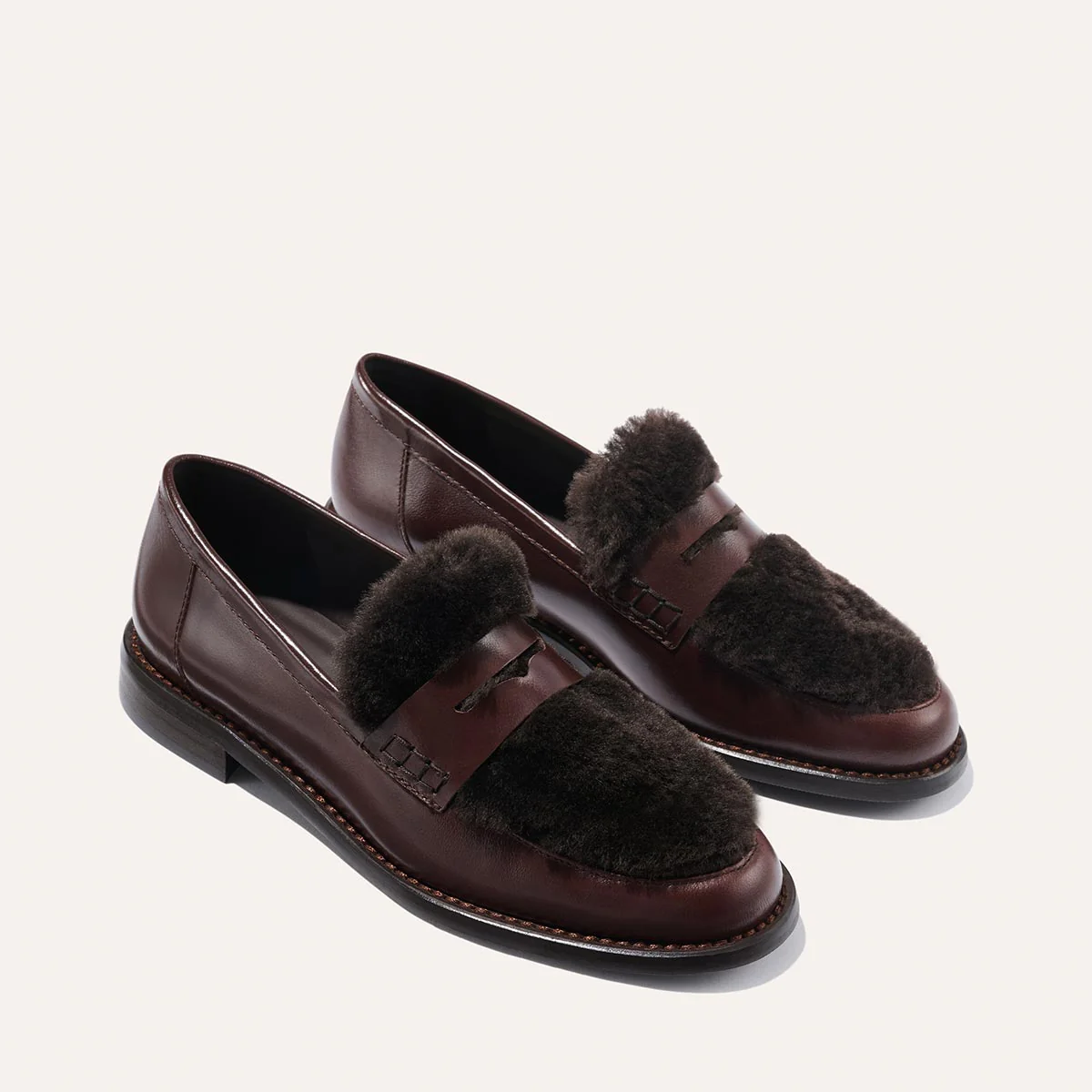 The Marlowe Loafer - Mahogany Calf and Shearling - Image 3