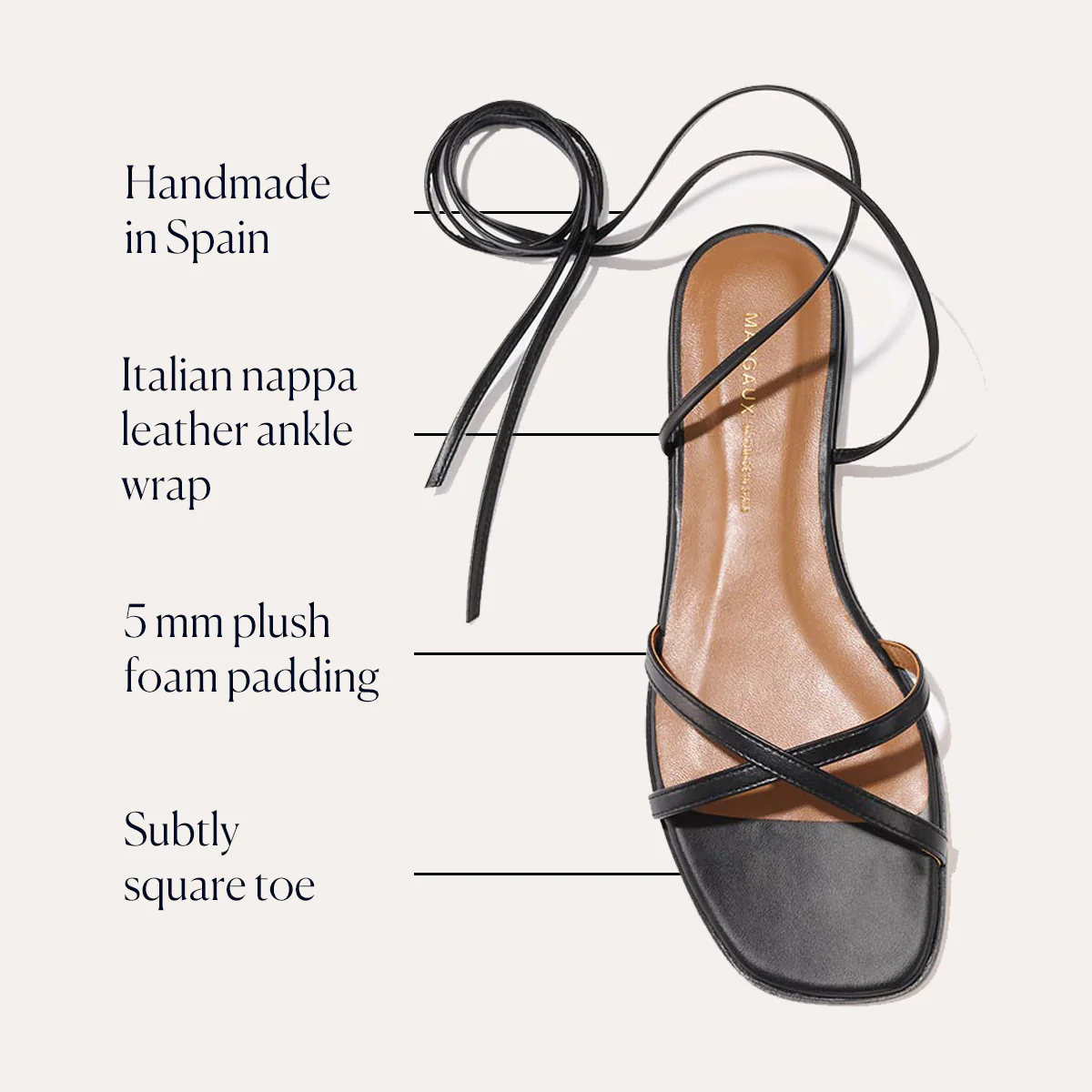 The Wrap Sandal - Black Nappa - Image 3